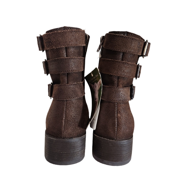 NWT BooRoo Jules suede and wool lined ankle buckle boots dark brown size 9 - Picture 4 of 12